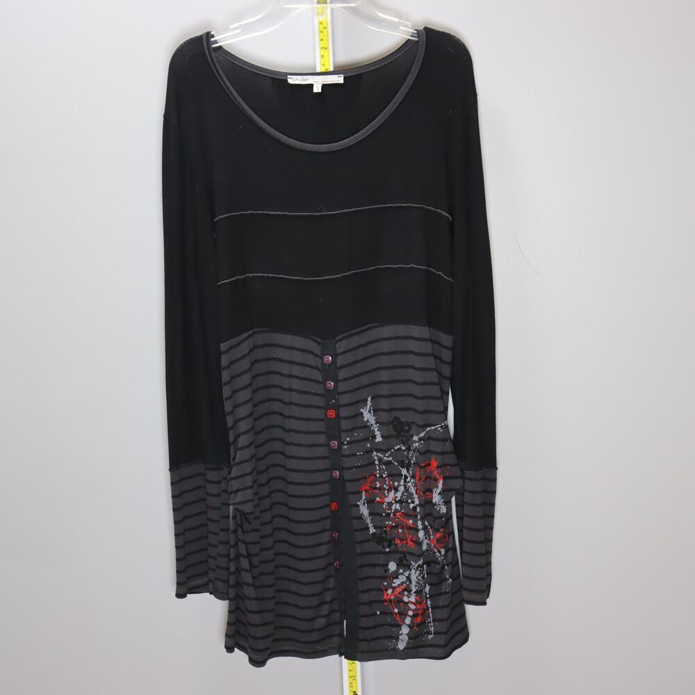 Sun‎ Light T.Billy Artsy Striped Button Front Knit Dress T3 L/XL